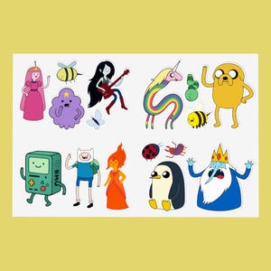Adventure Time Sticker Sheet - Cute Stickers for Adventure Time Fans featuring Finn, Jake, Marceline, BMO & More - Perfect For Laptops