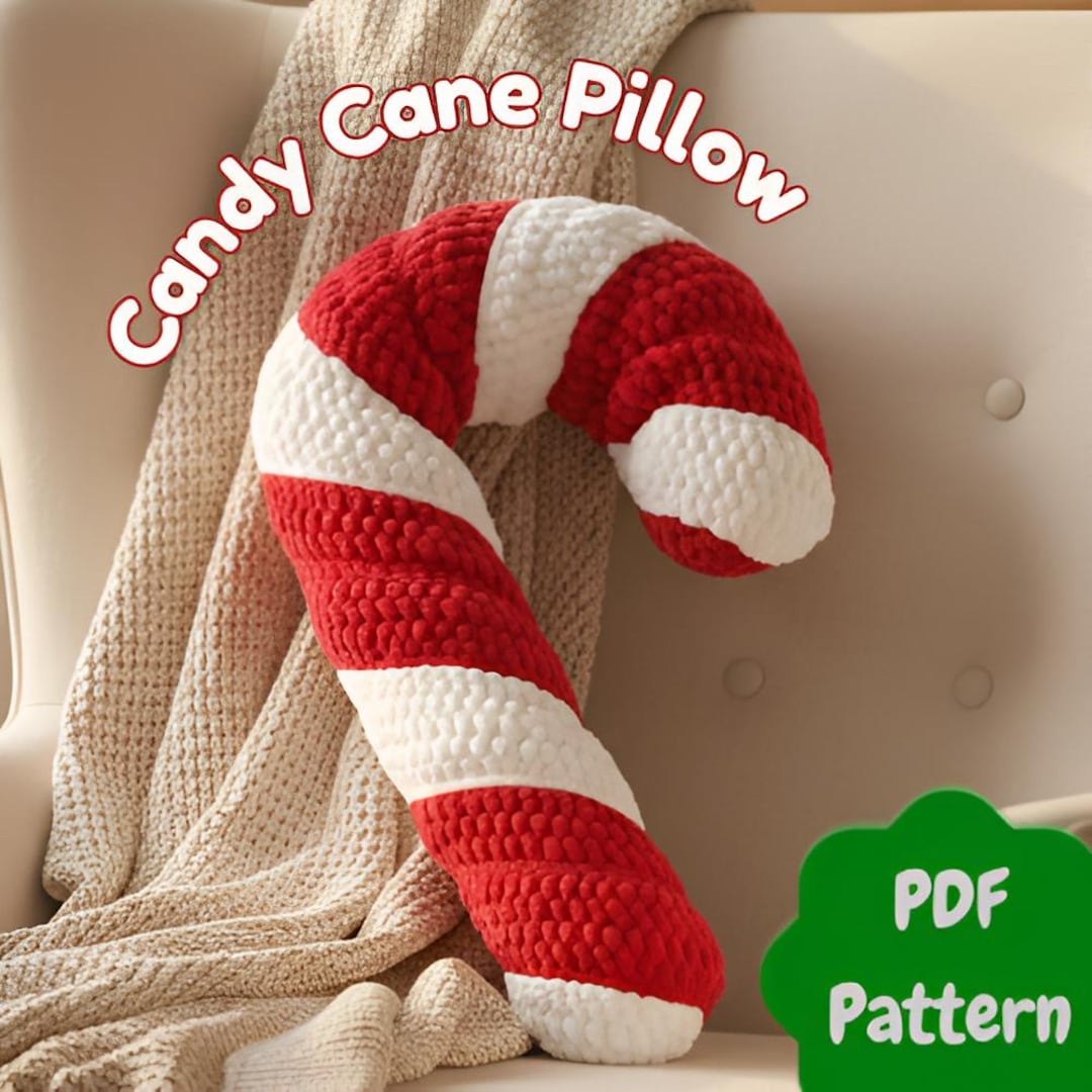 Candy Cane Pillow Crochet Pattern | Festive Holiday Home Decor ...