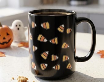 Candy Corn Coffee Mug, Halloween Fall Decor, Nostalgic 90s Candy, October Seasonal Gift