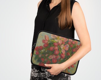 Floral Laptop 13 Zoll Sleeve Geschenk für Tech-Liebhaber Stilvolle Laptoptasche Schulzubehör Impressionist Print Laptop Case Art Lover
