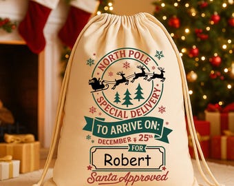 パーソナライズされた北極サンタサック - 特別配達クリスマスギフトバッグ