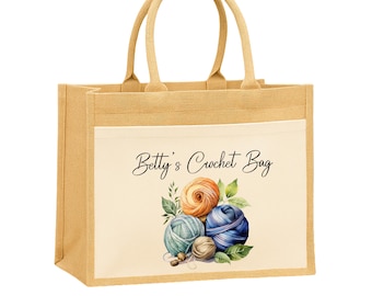 Bolsa de yute personalizada para tejer / Regalo para amantes del hilo