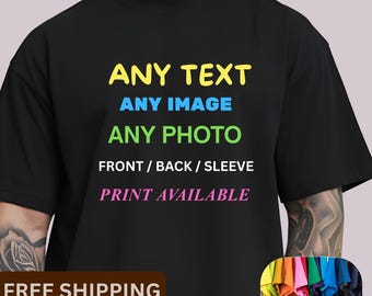 Custom Photo T-Shirt: Personalised Text and Image Print (Front/Back/Sleeve)