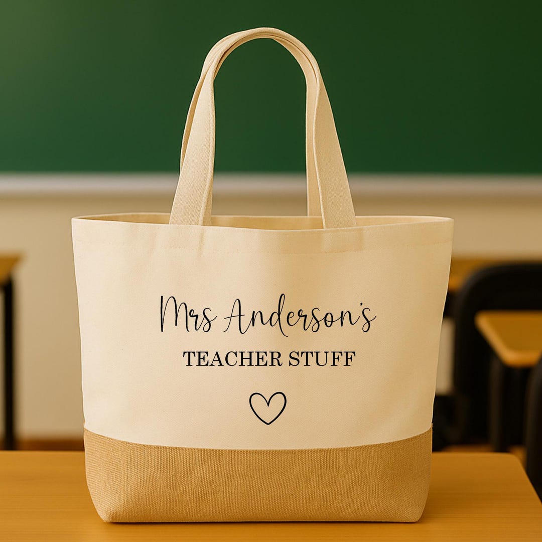 Personalized Teacher Tote Bag: Custom Name Canvas Gift - Etsy Australia