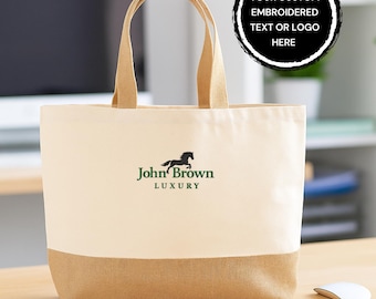 Custom Logo Embroidered Tote Bag – Personalised artwork, Business Logo Gift