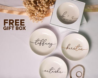 Gepersonaliseerde keramische sieradenschaal, cadeau bruidsmeisje, aangepaste aandenken