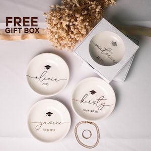 Regalo de graduación personalizado para ella, plato de joyería personalizado, regalo de la promoción de 2025, regalo de graduación universitaria, de maestría o doctorado, recuerdo de graduación.