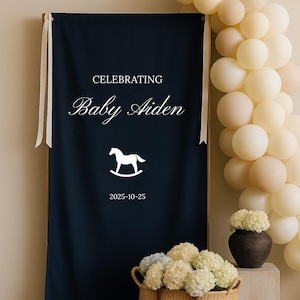 Custom Fabric Baby Shower Welcome Sign, Baby Sprinkle or Baby in Bloom, Personalized Linen Sign, Baby Shower Banner, Fabric Sign Decor