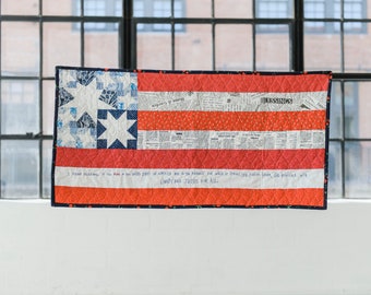 Pledge of Allegiance Mini Quilt Art Wall Hanging Flag July Fourth