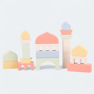 Wooden Masjid Building Blocks (19 Pieces) — A Fun and Faith-Filled Building Set for Toddlers | Islamic Toy