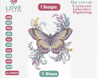 Butterfly Embroidery Designs/1 Designs & 1 Size/Embroidery Designs/ Files Instant Download