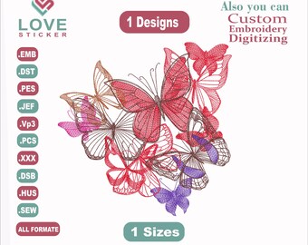 Flutter Into My Heart Butterfly1 Designs & 1Size/ Embroidery Designs/ Files Instant Download