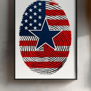 Patriotic Fingerprint Wall Art | American Flag Digital Print | USA Independence Day Decor | 4th of July Printable | Instant Download Art