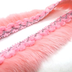 2 Yards 1 3/8 Inches Fuchsia Rabbit Fur Lace|woven Chenille Trim ...
