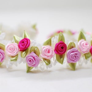 45 cm - スペシャルエディション|プリーツレーストリムのコンパクトなバラの花|ロココトリム|装飾花柄リボン|スクラップブック|衣類クラフト用品