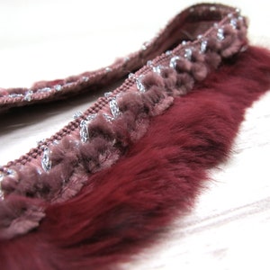 2m 1 3/8 Zoll Weinkaninchen Fell Spitze| Gewebte Chenille Borte| Lampenschirm Bekleidung Nähzubehör| Wohndekoration Verzierung