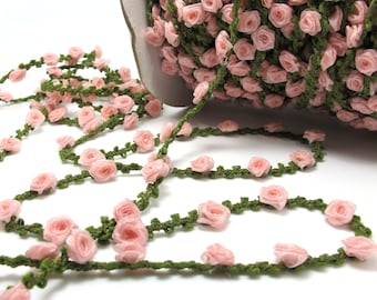 2 Yards Woven Rococo Ribbon Trim with Rose Flower Buds|Decorative Floral Ribbon|Scrapbook Materials|Clothing|Decor|Craft Supplies