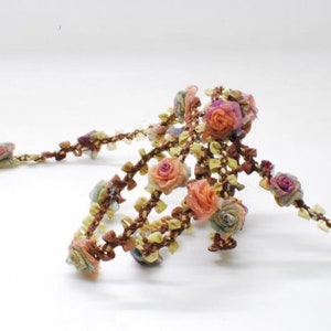 Ruban tissé rococo de 2 mètres avec boutons de fleurs roses|Ruban floral décoratif|Matériaux de scrapbooking|Vêtements|Décor|Fournitures de loisirs créatifs