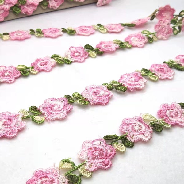 20mm Floral Venice Lace, Ombre Rococo Floral Rose Trim, Embroidered Lace, Flower Applique Miniature Shabby Chic suppliesJunk Journal