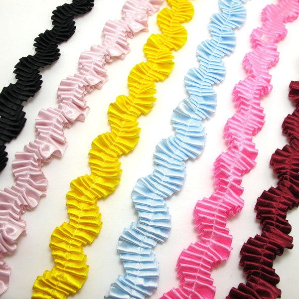 Wavy Pleated Trim|Ruffled Ribbon|1 7/16 Inches Pleated Satin Trim|Ric Rac Trim|Retro Handmade Supplies|Pillow Case|Hair Supplies