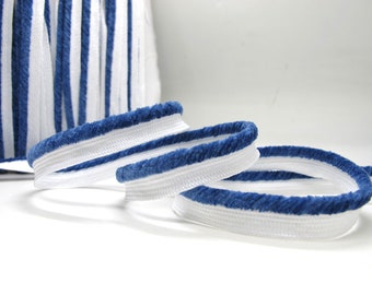 5 Yards Blue Chenille Furry Braided Lip Cord Trim, Piping Trim, Pillow Trim, Cord Edge Trim, Upholstery Edging Trim