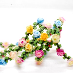 Special Edition|Kompakte Lila Ombre Rose Knospen auf Rot gewebte Rokoko Bandborte|Dekoratives Blumenband|Sammelbuch|KleidungBastelbedarf