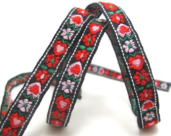 1 yarda 13mm Flor Jacquard Cinta geométrica Tejido Borde Borde bordado Cinta de costura Craft Ribbon Jacquard Trim