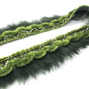 2 iarde 1 3/8 pollici pizzo di pelliccia di coniglio verde/finitura in ciniglia intrecciata/paralume abbigliamento forniture per cucire/decorazione per la casa abbellimento