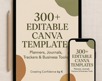 300+ Canva Templates: Planners, Journals, Business (Digital Download)