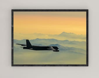 Impresión del bombardero B-52 Stratofortress de la Fuerza Aérea de EE. UU., póster del B-52 de la USAF, arte mural militar del B-52, impresión de un avión militar