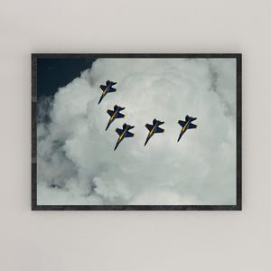 US Navy Blue Angels Formation Print, F-18 Super Hornet Poster, Military Fighter Jet Print, US Navy Blue Angels Print, Military Jet Art