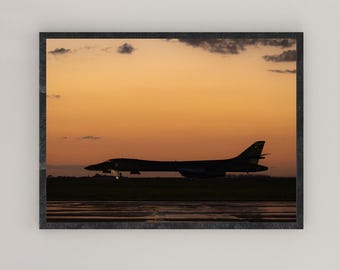 Impresión del bombardero B-1B Lancer de la Fuerza Aérea de EE. UU., póster del B-1B de la USAF, arte mural militar del B-1B, impresión de un avión militar, bombardero de la Fuerza Aérea, The Bone