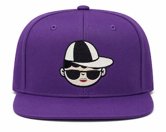 Kitos World Purple Snapback Hat, 3D Embroidered Logo Streetwear Cap