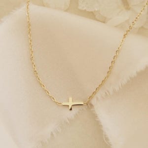 Dainty Sideways Cross Necklace - LoveStory Collection