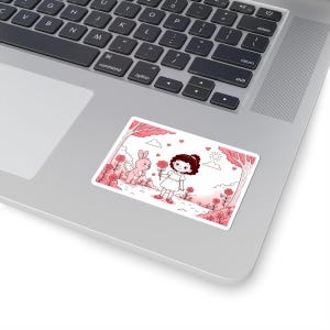 Charming Bunny and Girl Stickers | Cute Illustrative Decals for Kids, Laptop, Journals, Gifts, Playroom Decor