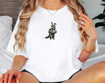 Easter Raccoon T-Shirt | Cute Easter Animal Shirt | Funny Spring Holiday Tee | Raccoon Lover Easter Top | Adorable Easter Gift