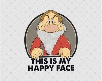 Nano scontroso, faccina felice PNG SVG, file Cricut (download digitale)