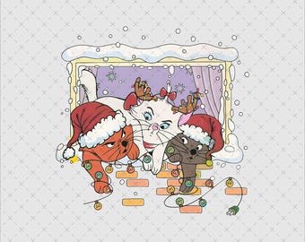 Gatos navideños PNG, gorros de Papá Noel, luces navideñas (PNG, SVG)