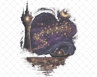 Retro Princess Lanterns PNG, Magical Kingdom Family Trip (Digital File)