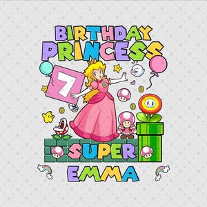 Princess Peach Png , Design For Shirt, Super Mario Png, Digital Mario, Super Mario Design Png, Super Mario Png, Happy Birthday PNG