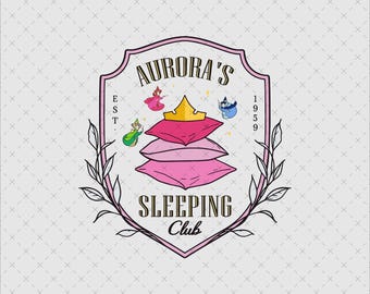 Retro Aurora Sleeping Club SVG PNG, Princess Clipart (Digital File)