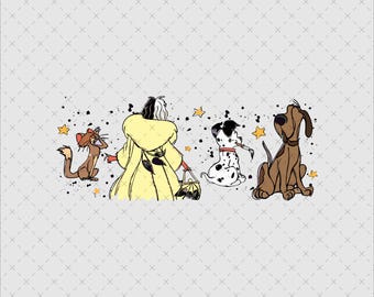Cruella De Vil Clipart, Villains SVG PNG, Dalmatians (Digital Download)