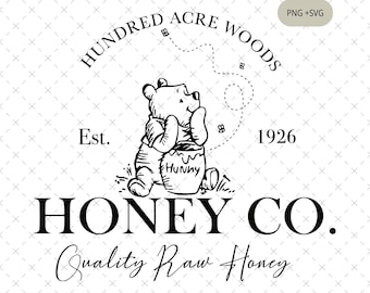 Logotipo vintage de Winnie the Pooh Honey Co., sublimación de oso (SVG PNG)