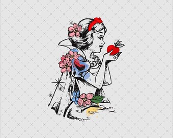 Floral Snow White PNG, Princess Shirt Design, Family Vacation (Instant Download)