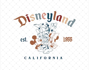 Retro Micky Maus & Freunde PNG SVG, Disneyland Est 1955 (Digitaler Download)