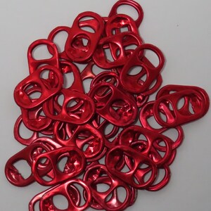 Red Aluminum Soda Pop Cans Tabs, 40 Cleaned Soda Can Tabs Ready for Crafting