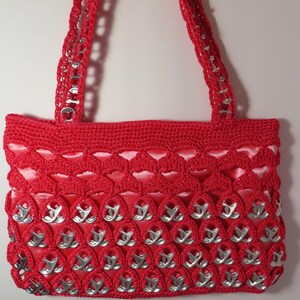 Pink Crocheted Soda Can Pull Tabs shoulder bag/purse