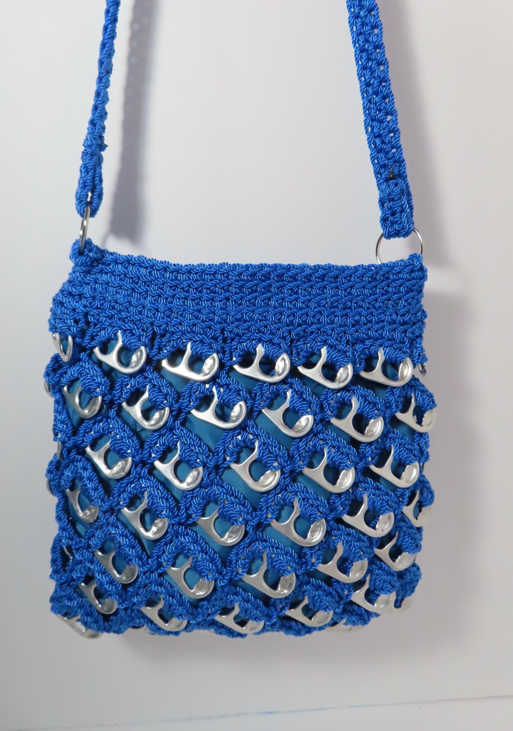 Dark Blue Crocheted Soda Can Pull Tabs Shoulder Bag/purse - Etsy