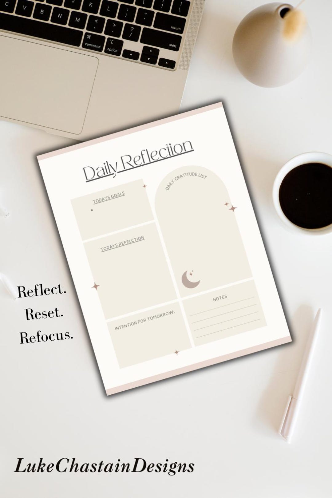 Daily Reflection Journal Printable | Self-care & Gratitude Page ...