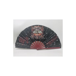 Virgo Zodiac Clack Fan – Big Energy Glam Style | Sparkly Astrology Folding Hand Fan | Premade Clack Fan | Virgo Birthday Gift